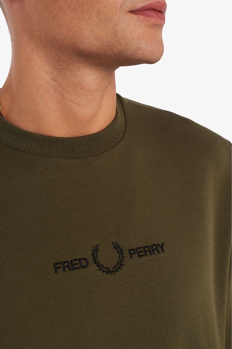 Green Fred Perry Embroidered Men's Sweatshirts | PH 1580CTVE